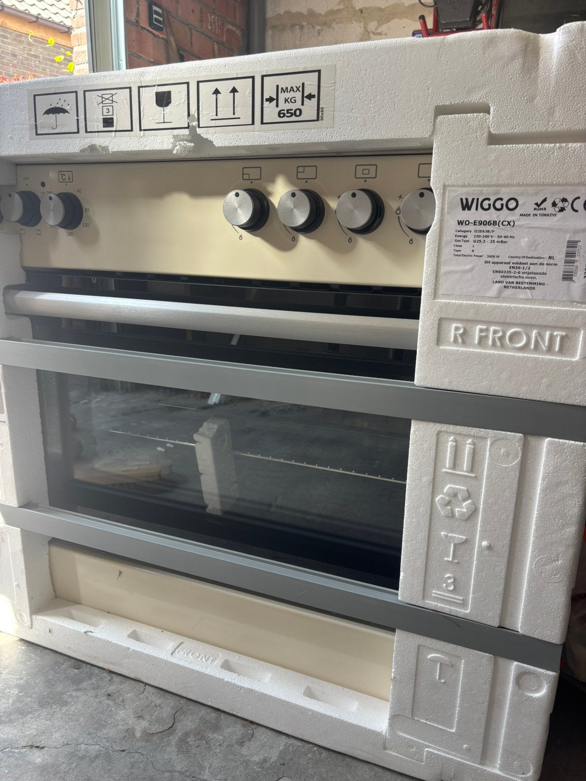 WIGGO WO-E906B(CX) Fornuis - Gas - Gas - Breedte 900 mm, Elektronische apparatuur, Ovens, Ophalen, Zo goed als nieuw, Vrijstaand