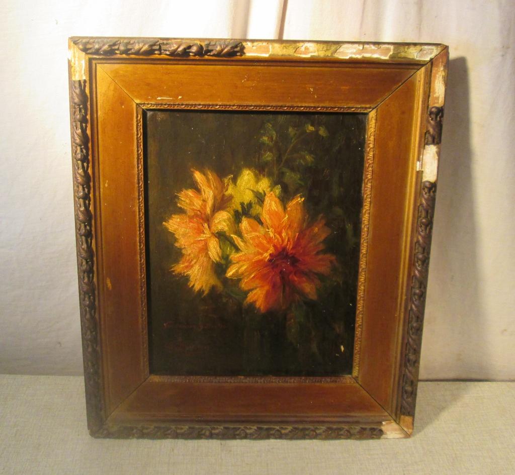 Mooi Antiek Geschilderd Werk 'Bloemen' - 1910 - Tavernier, Ophalen of Verzenden