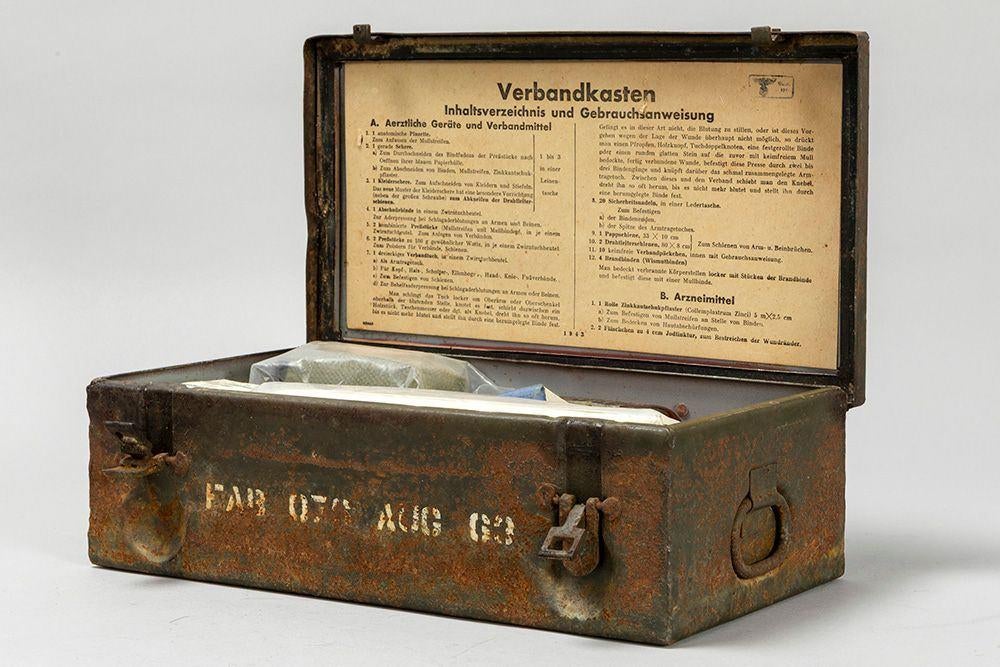 Duitse verbanddoos WO II (met inhoud), Verzamelen, Ophalen of Verzenden, Landmacht, Overige typen