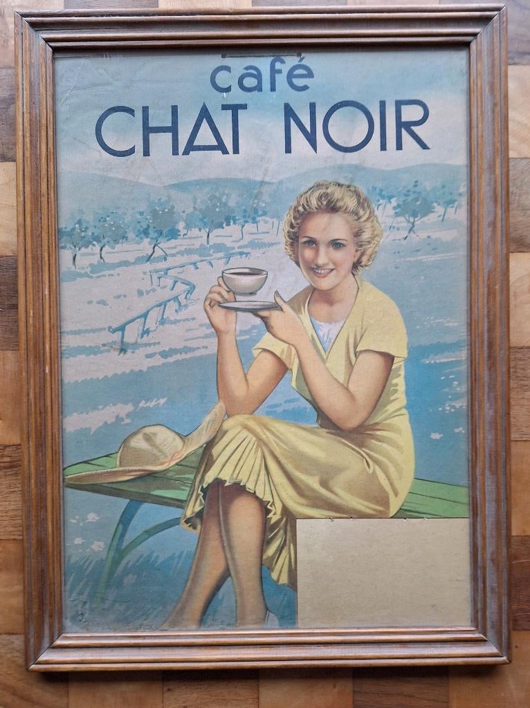 Rare café Chat Noir, Enlèvement, Utilisé, Panneau publicitaire