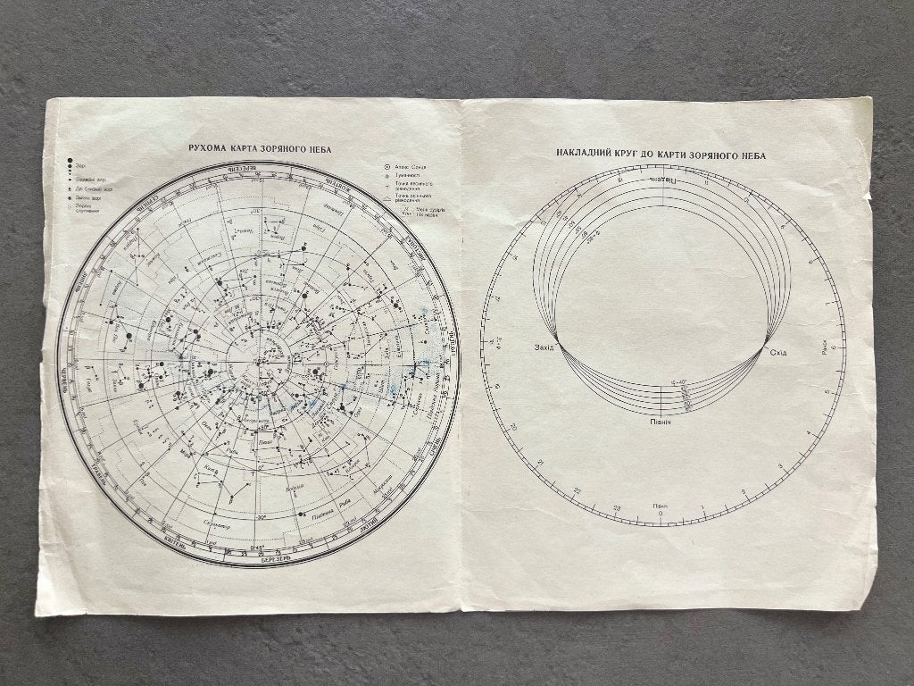 Hemelkaart — Astronomische wereldkaart — Vintage, Ophalen of Verzenden, Gebruikt