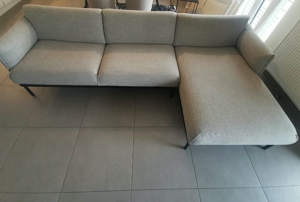 Canapé gris-beige 4 à 5 places avec méridienne à gauche, Maison & Meubles, Canapés | Coins salons complets, Enlèvement, Utilisé