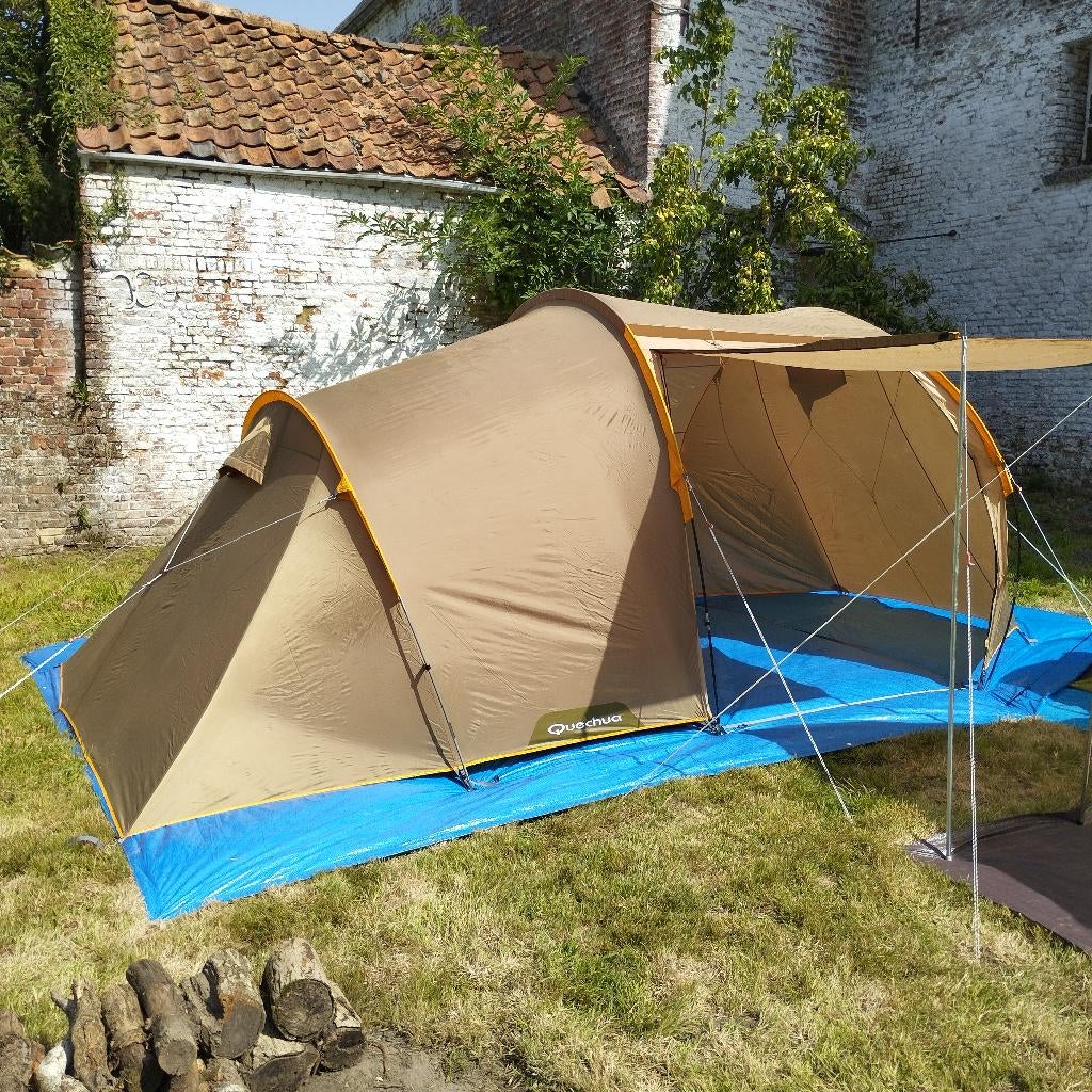 Tente 4 pers grand séjour et auvent, Caravanes & Camping, Tentes, jusqu'à 4, Comme neuf, Enlèvement