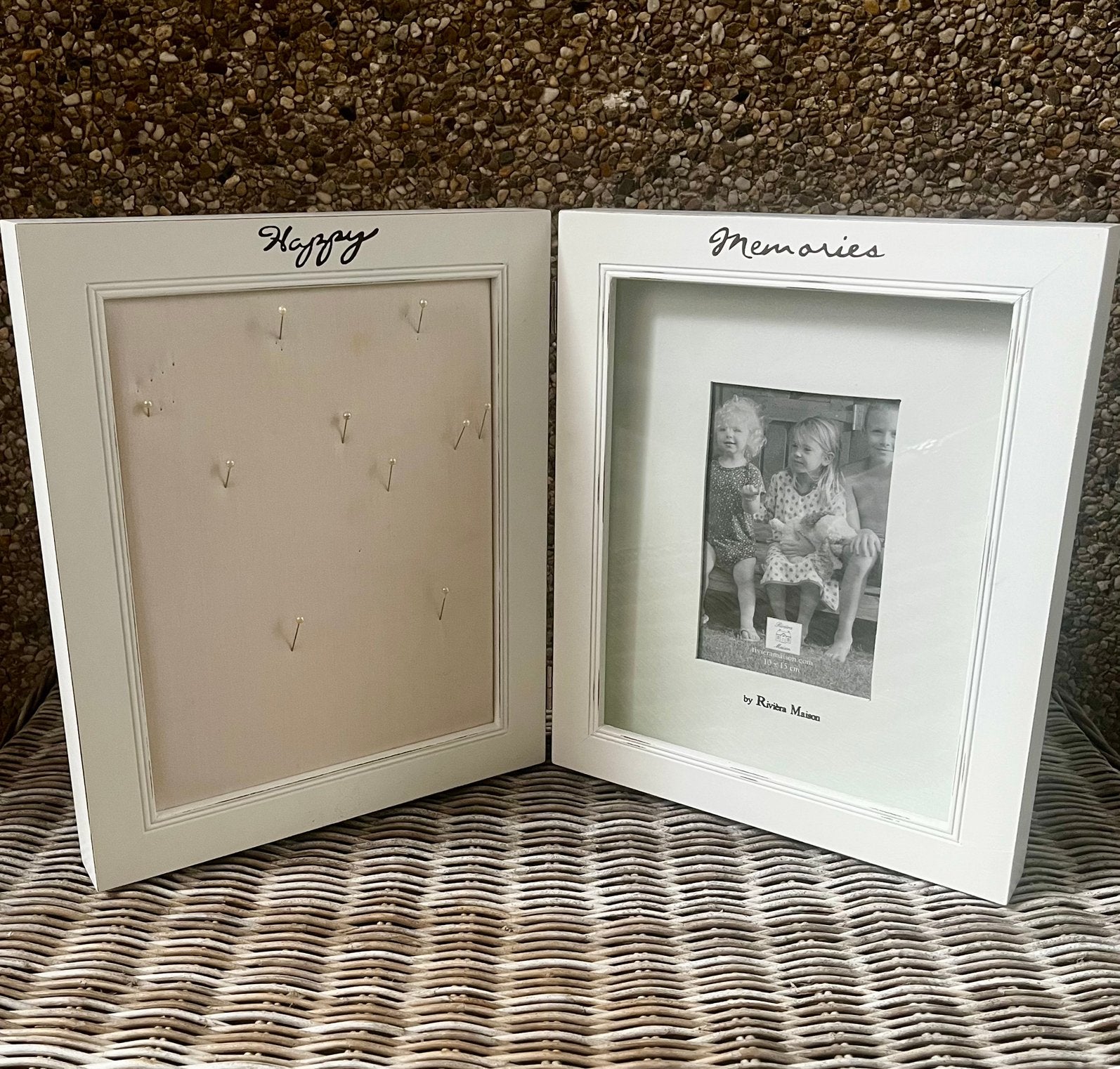 Lijst prikbord fotolijst Happy Memories Rivièra Maison wit, Sierrand, Wit, Overige typen, Ophalen of Verzenden
