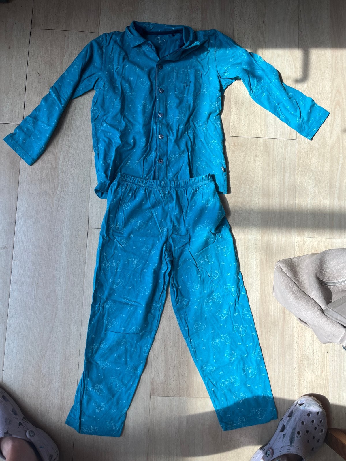 Mooie blauwe Woody pyjama maat 128, Kinderen en Baby's, Kinderkleding | Maat 128, Ophalen, Zo goed als nieuw, Jongen of Meisje