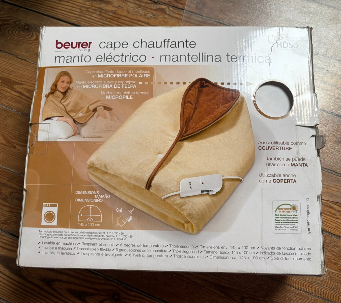 Plaid chauffant Beurer, Enlèvement ou Envoi, 140 cm, Beige, Comme neuf