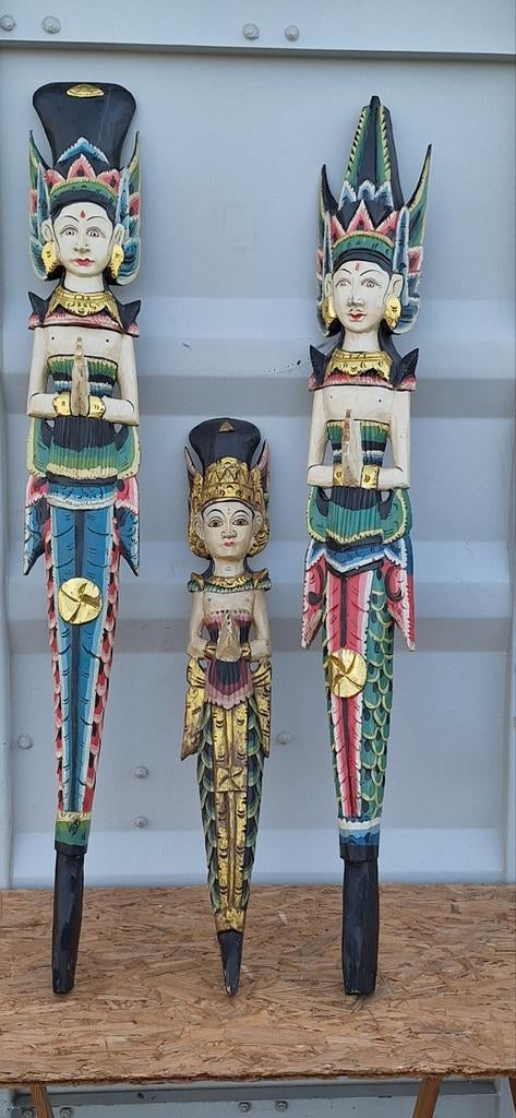 Prachtig lot Indonesische beelden, Antiek en Kunst, Ophalen, Hout, Beeld