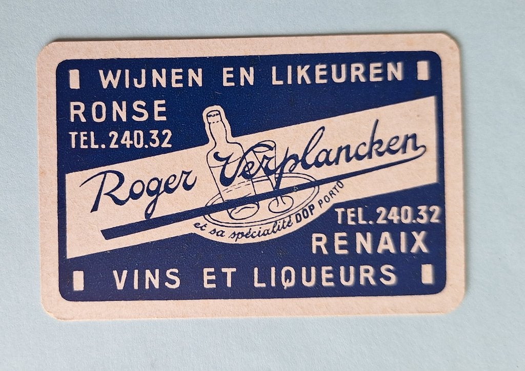 Carte à jouer Ronse_Verplancken Wines & Liquories_Blue_316, Enlèvement ou Envoi, Utilisé, Carte(s) à jouer