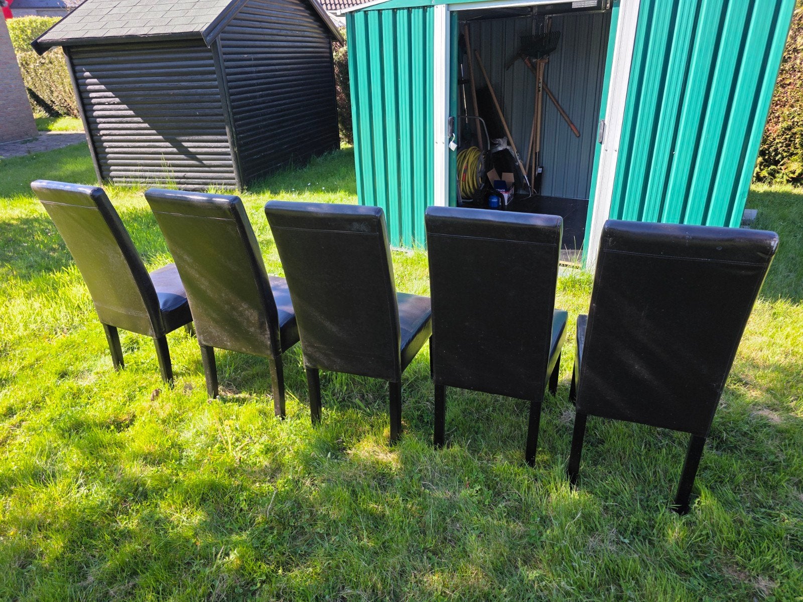 4 chaise cuir, Maison & Meubles, Enlèvement, Noir, Cuir