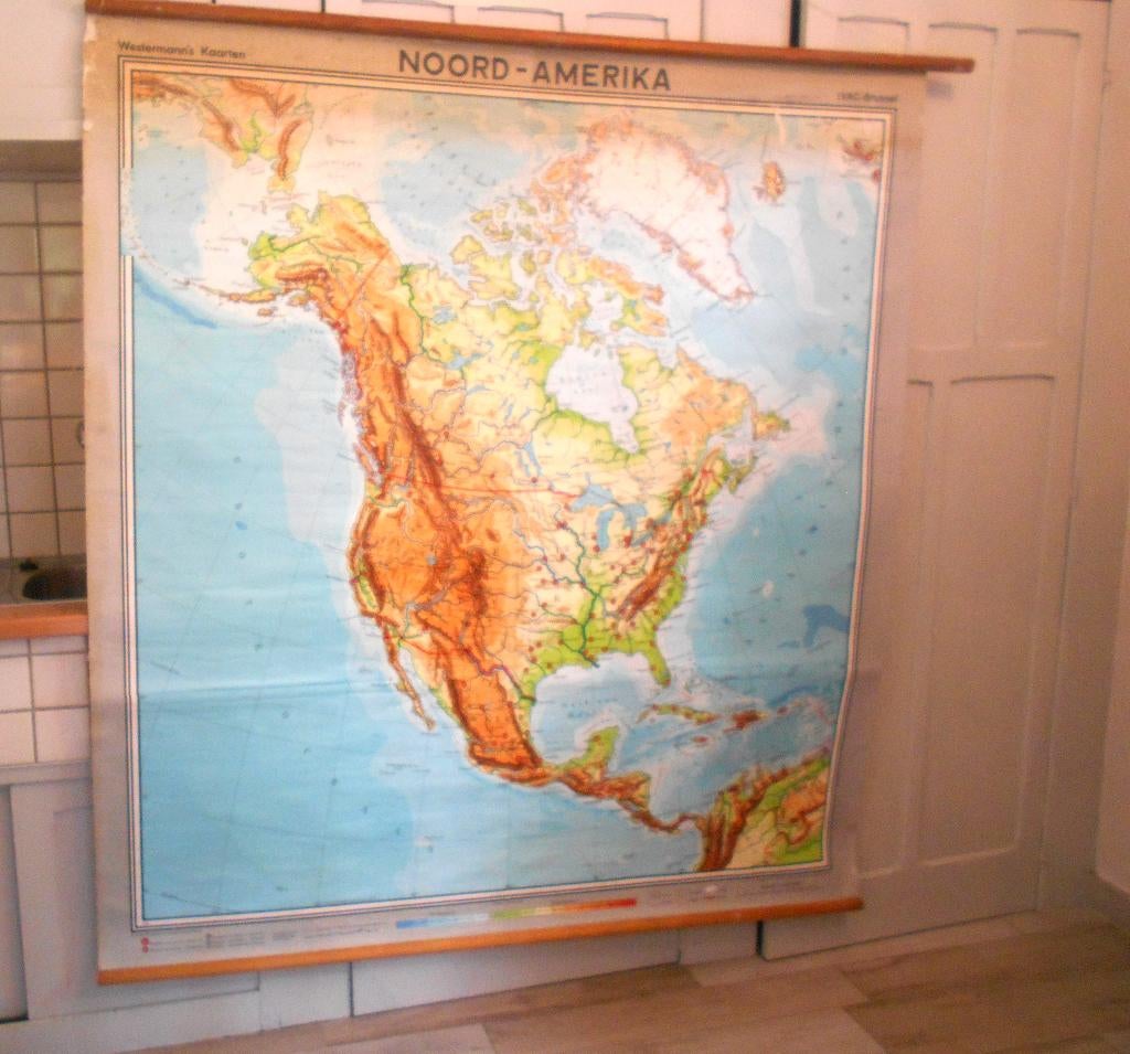 ancienne carte geographique scolaire Noord america, Enlèvement, Géographie