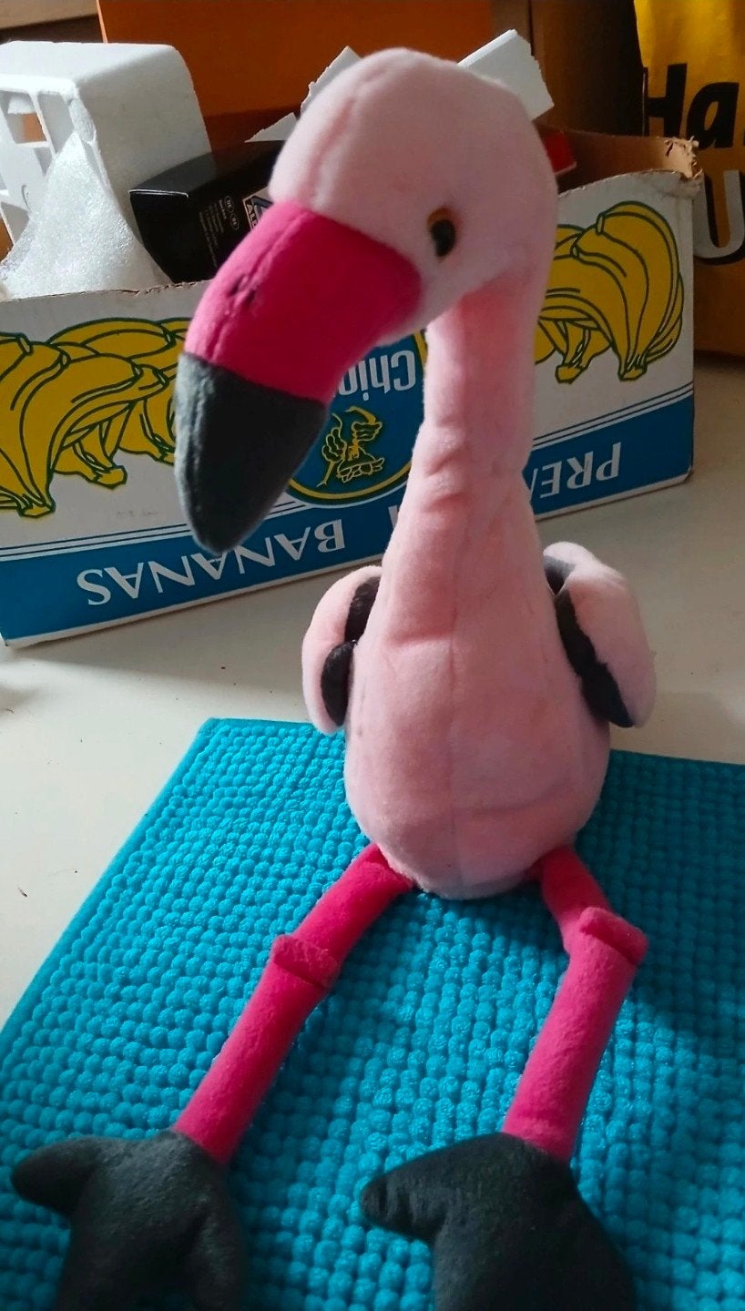 Interactieve Flamingo Knuffel - Jodelt en Draait met de Nek, Gebruikt, Overige merken, Overige karakters, Overige typen