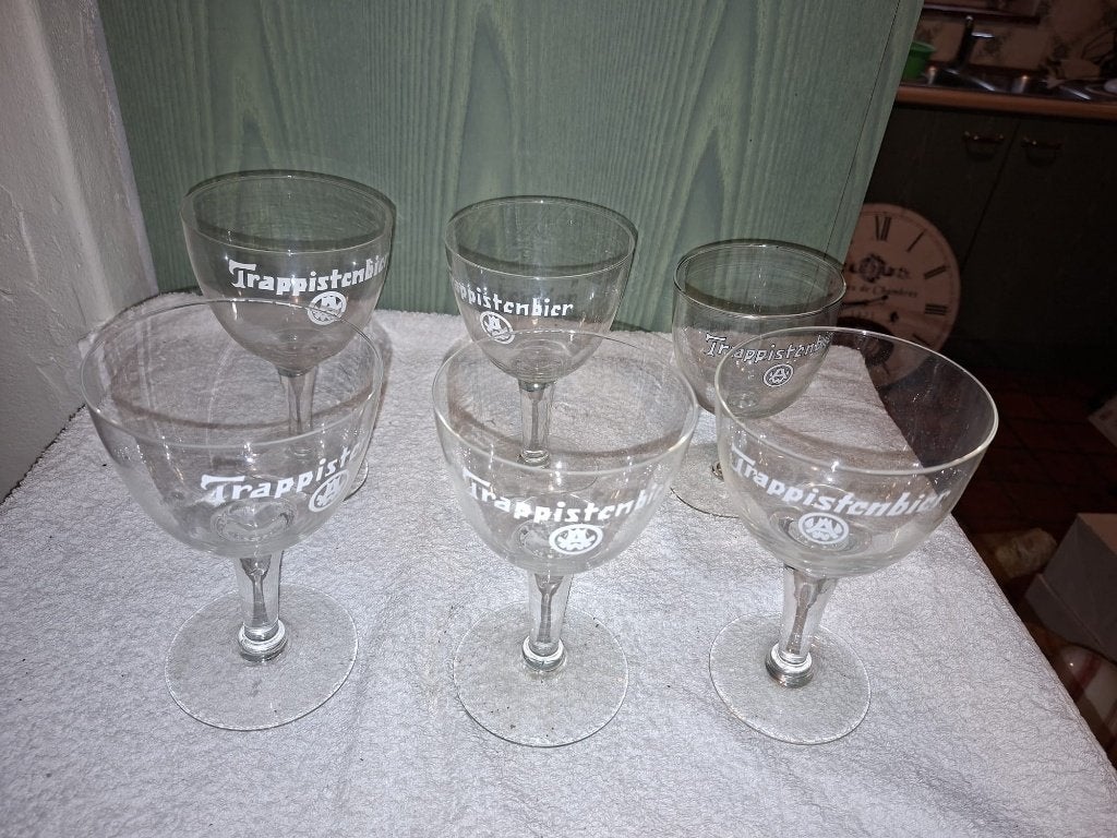 6 glazen Abdij Westmalle, jaren 1970, Verzamelen, Ophalen of Verzenden, Nieuw, Bierglas