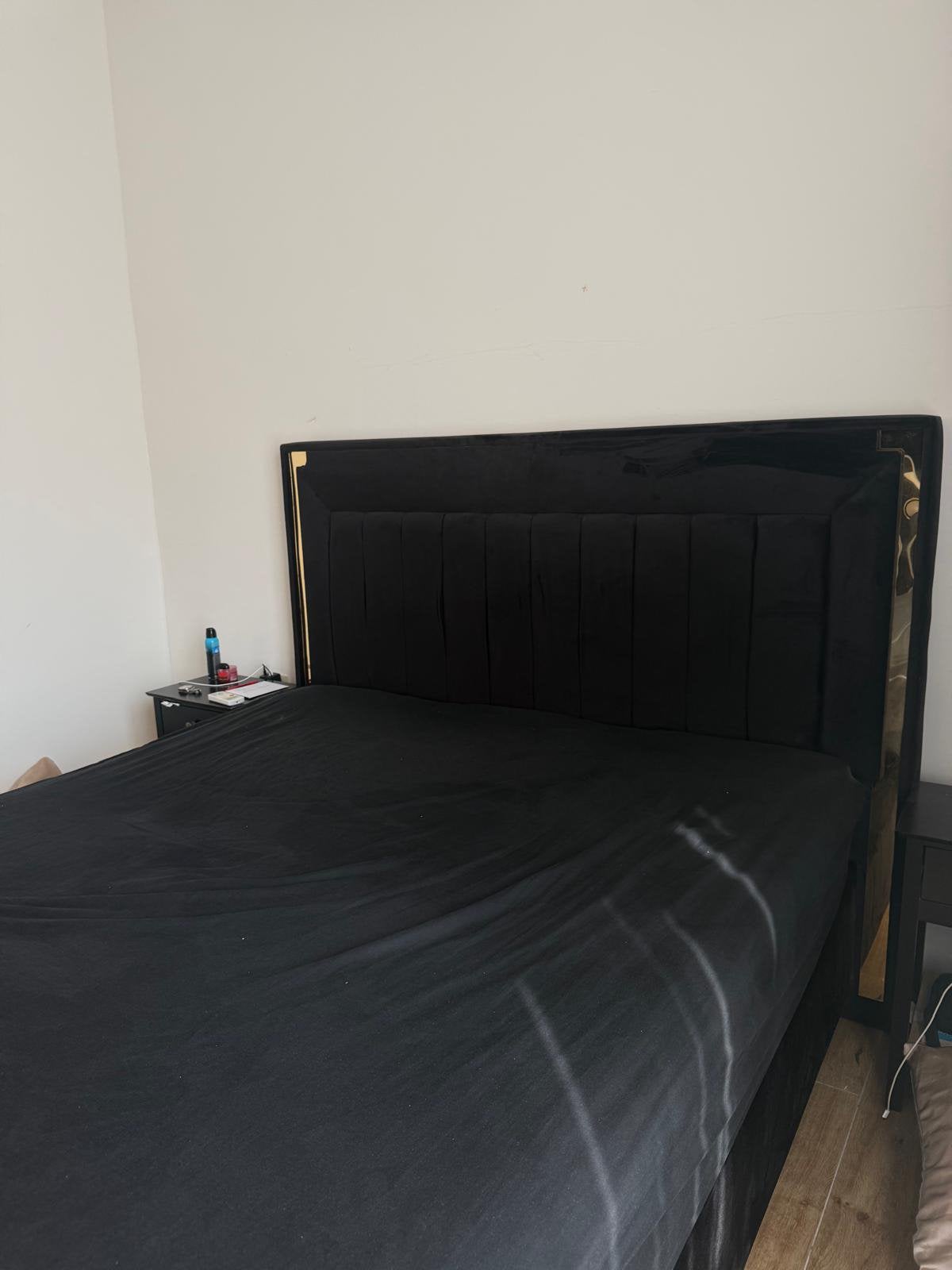 LIT BOXSPRING 160x200 SANS MATELAS, Comme neuf, Enlèvement, 200 cm, Deux personnes