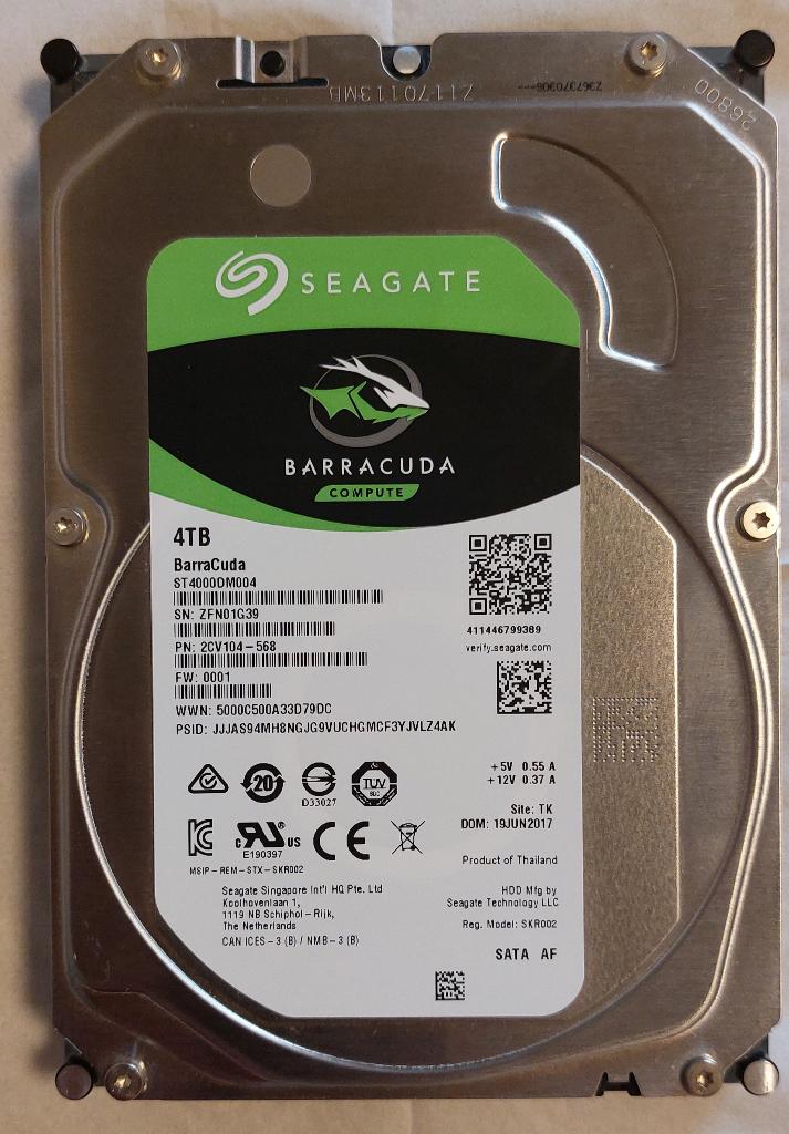 SEAGATE BARRACUDA 4T HARDE SCHIJF - Zo goed als nieuw, Intern, 4 Teras, Ophalen of Verzenden, Zo goed als nieuw