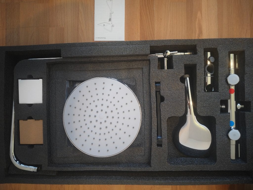 Regendoucheset met thermostaatkraan chroom (nieuw), Ophalen of Verzenden, Nieuw, Chroom, Douche