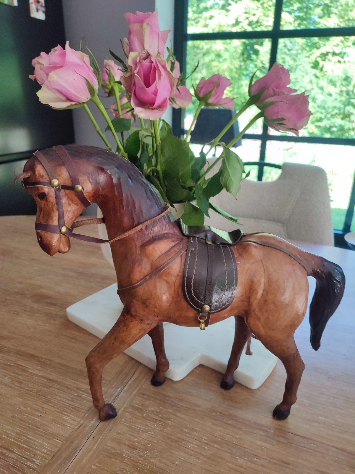 Cheval ancien très joli en cuir, Verzamelen, Dierenverzamelingen, Ophalen, Paard