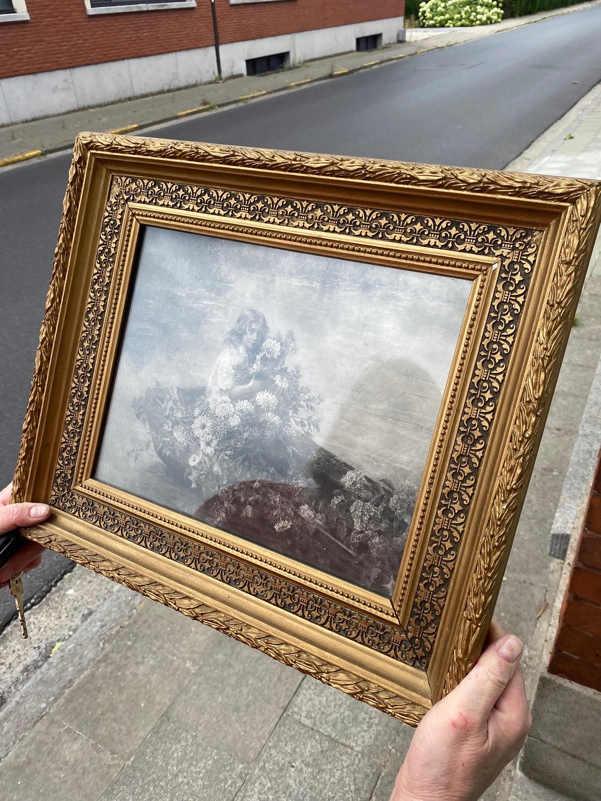 Oude ingelijste print, Antiquités & Art, Art | Peinture | Classique, Enlèvement, Impression