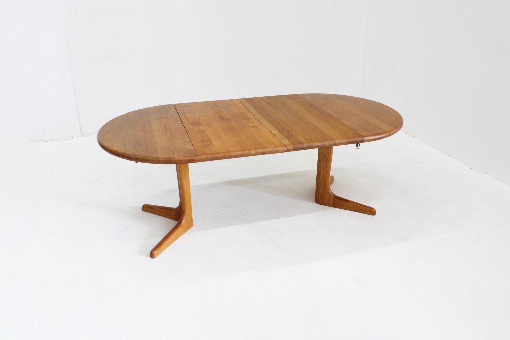 Vintage ronde uitschuifbare eettafel tafel massief teak, Antiek en Kunst, Antiek | Meubels | Tafels, Ophalen