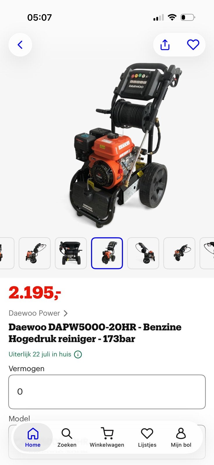 Hogedrukreiniger Daewoo DAPW5000 173bar, Ophalen, Nieuw, Benzine