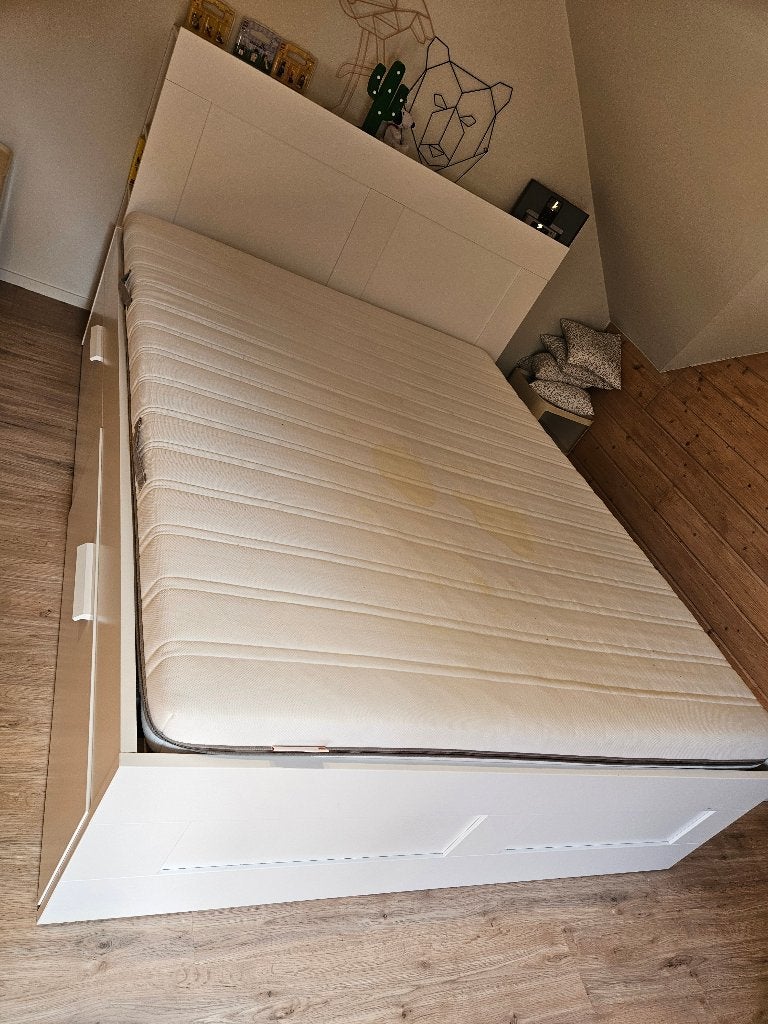 Ikea Brimnes bed, Huis en Inrichting, Ophalen, Gebruikt, Wit, Tweepersoons