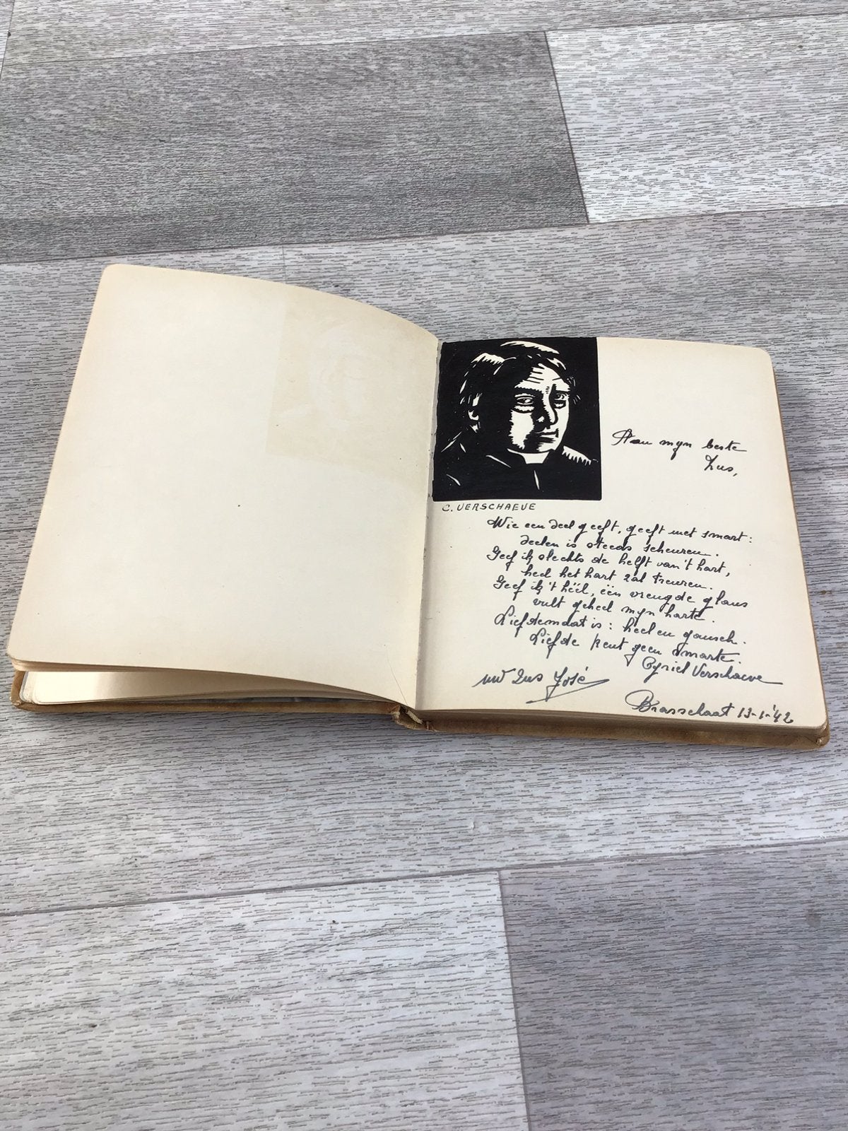 Poésie, collaboration manuscrite Brasschaat, Anvers Guerre, Enlèvement ou Envoi