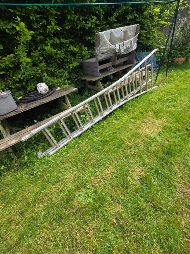 2x12 dubbele ladder, zeer stevige aluminium trede, Ophalen, Ladder
