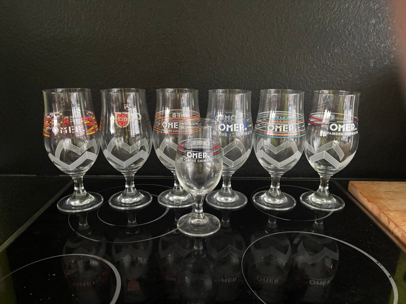 Zeven verschillende bierglazen Bieren Omer Vander Ghinste, Verzamelen, Biermerken, Ophalen of Verzenden, Zo goed als nieuw, Glas of Glazen
