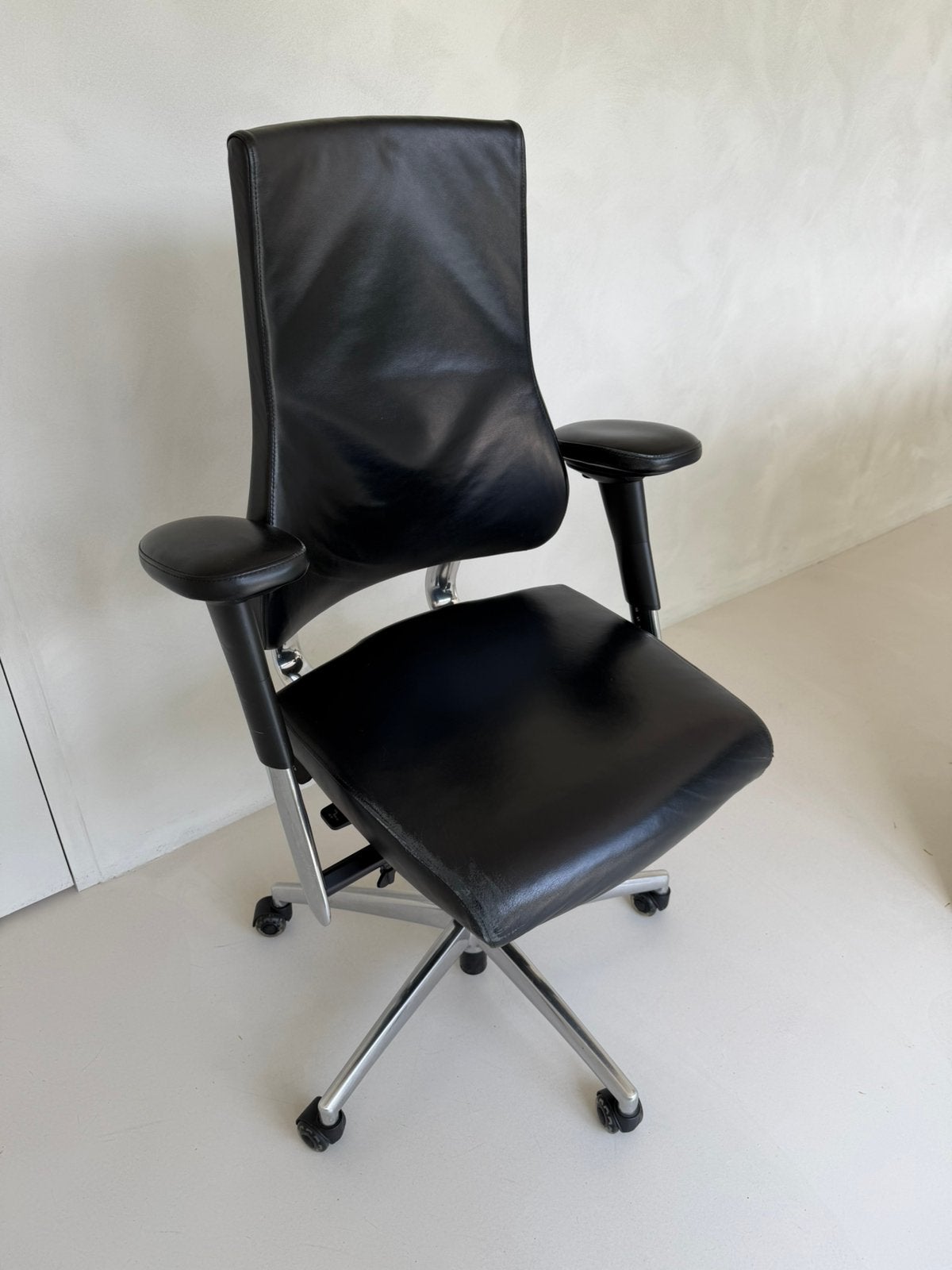 Ergonomische BMA Axia 2.5 bureaustoel in zwart leder, Ophalen, Gebruikt, Zwart, Bureaustoel