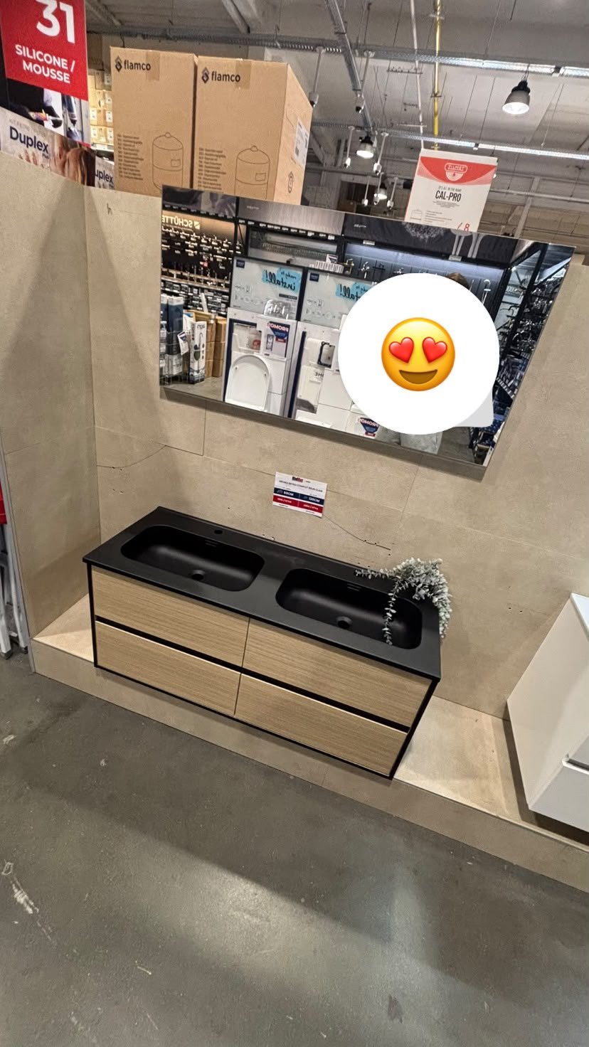 Meuble de salle de bain double 120cm Aloni Hayat chene natur, Maison & Meubles, Enlèvement, Comme neuf