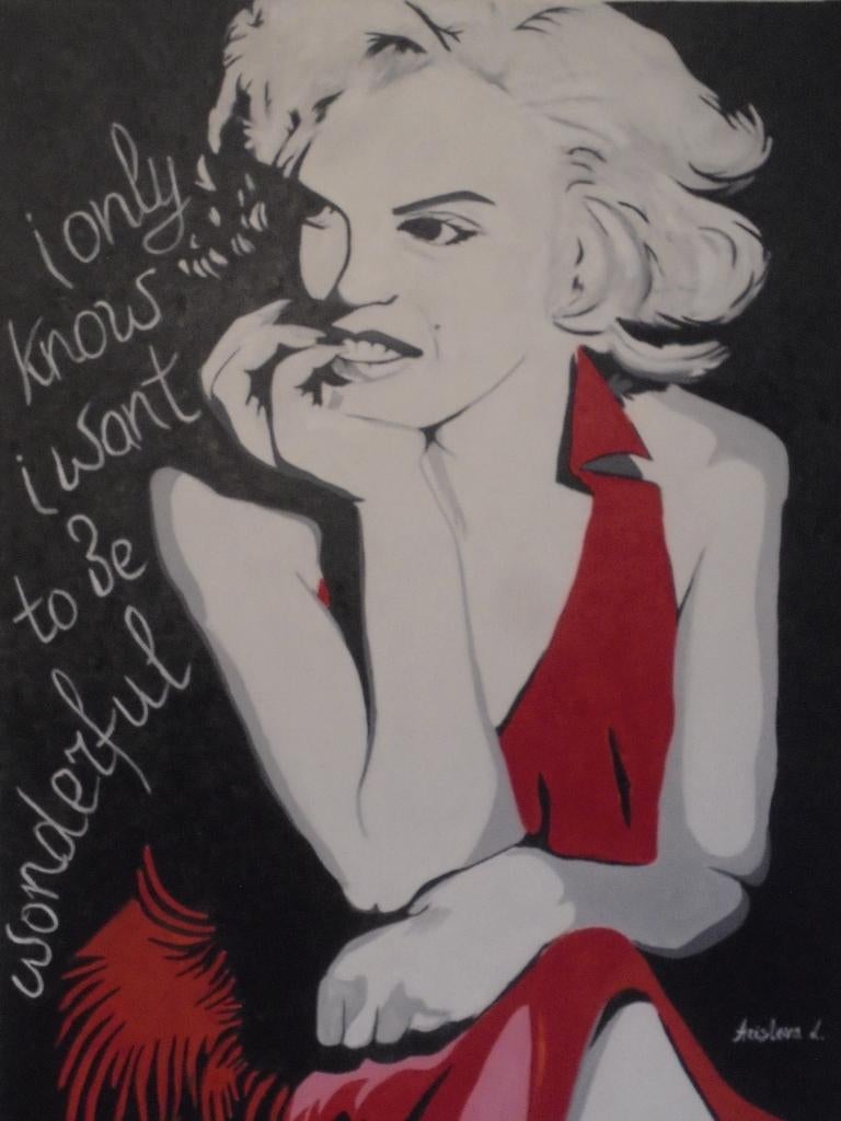olieschilderij popart Marilyn Monroe 2 (60x80), Ophalen of Verzenden