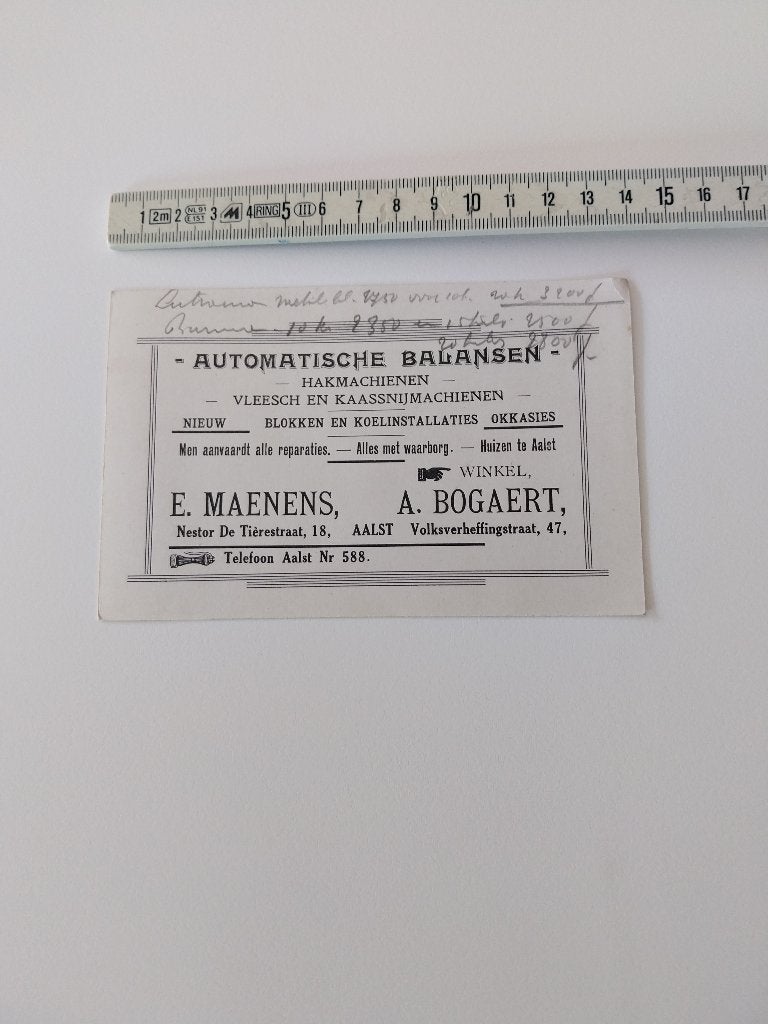 Carte de visite Maenens Bogaert Aalst, Enlèvement ou Envoi, Utilisé