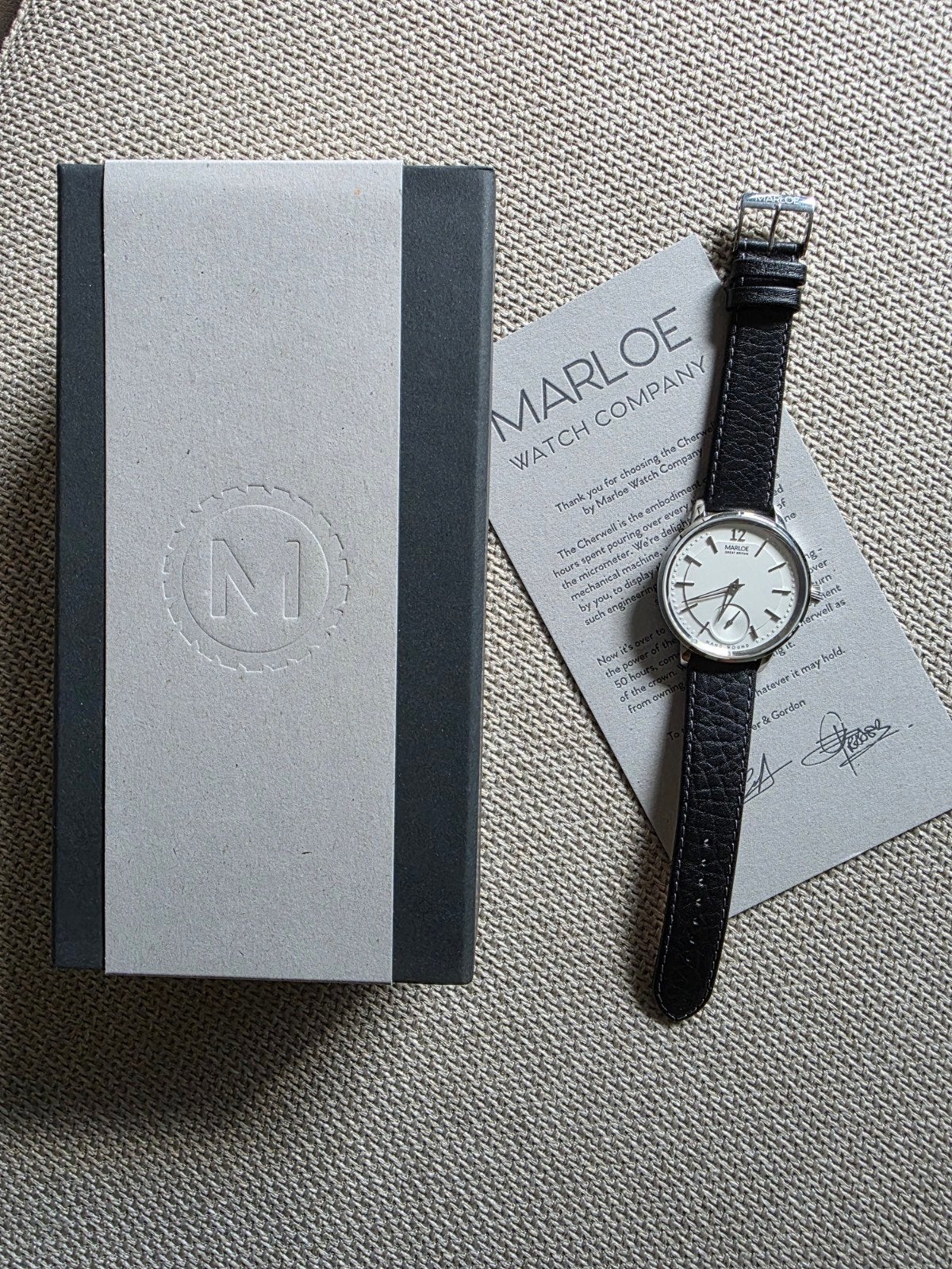 Montre mécanique Marloe Cherwell, Bijoux, Sacs & Beauté, Autres marques, Enlèvement ou Envoi, Cuir, Acier