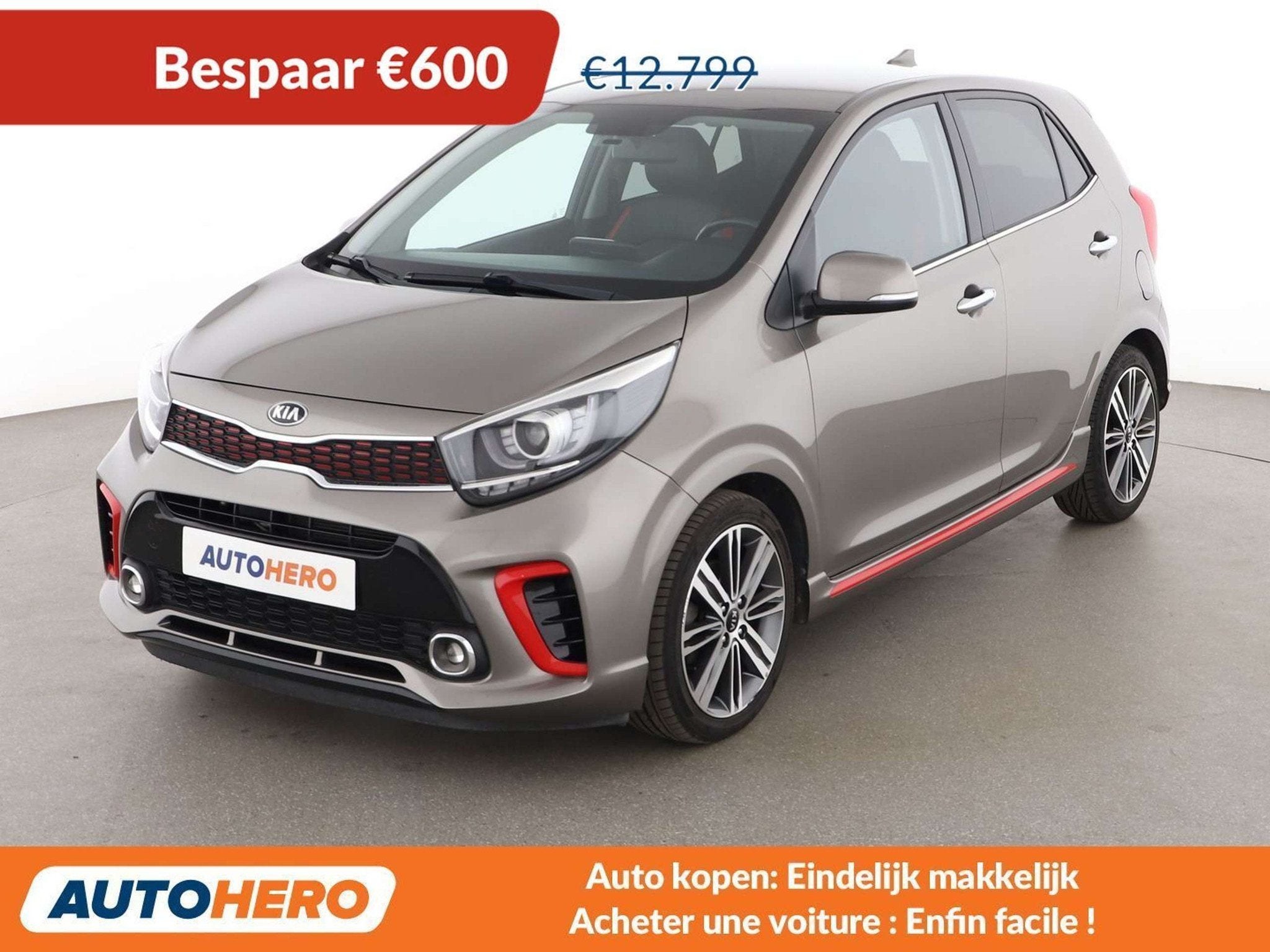 Kia Picanto 1.2 GT Line (année de construction 2018), Autos, Kia, Cuir, Argent ou Gris, 959 kg, 5 places