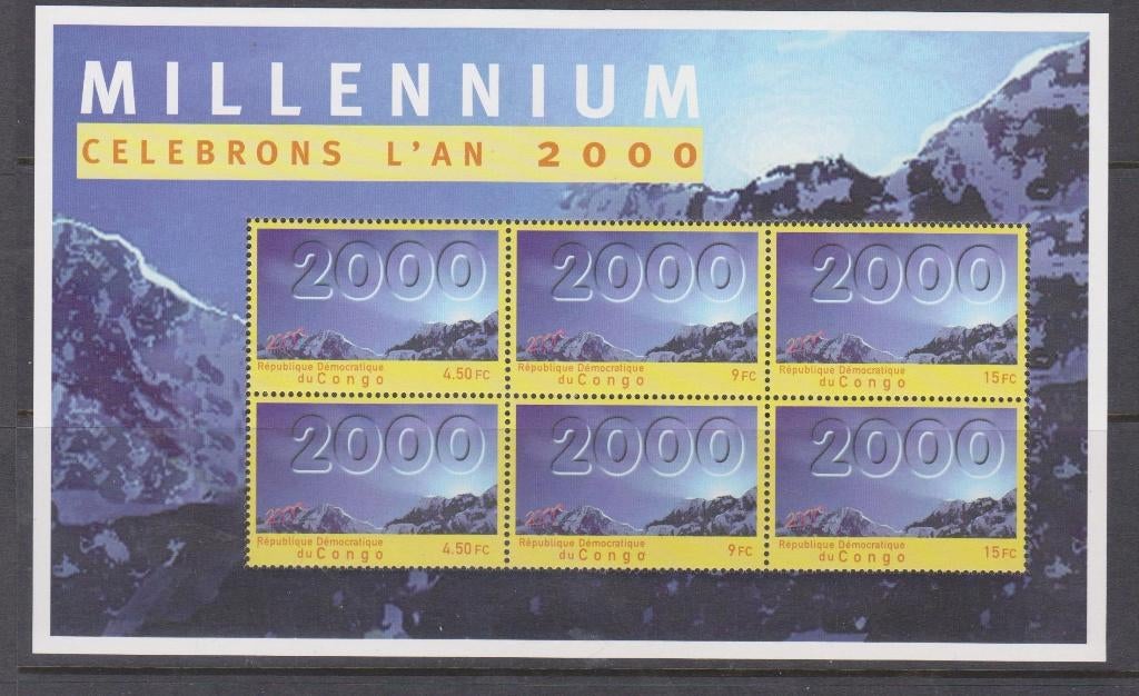 D.R. Congo 2000 Blok Millennium **, Postzegels en Munten, Ophalen of Verzenden, Overige landen, Postfris