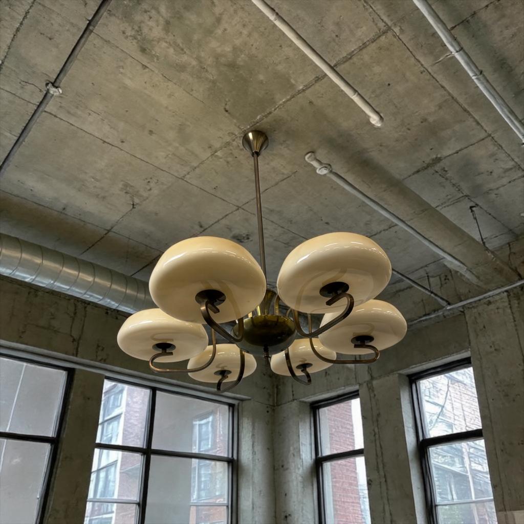 Lampe suspendue ArtDéco vintage/lampe avec 6 points lumineux, Enlèvement, Utilisé