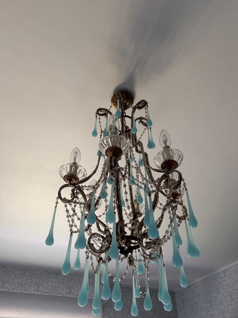 Lustre en verre de Murano 'opaline' drops, Antiquités & Art, Enlèvement