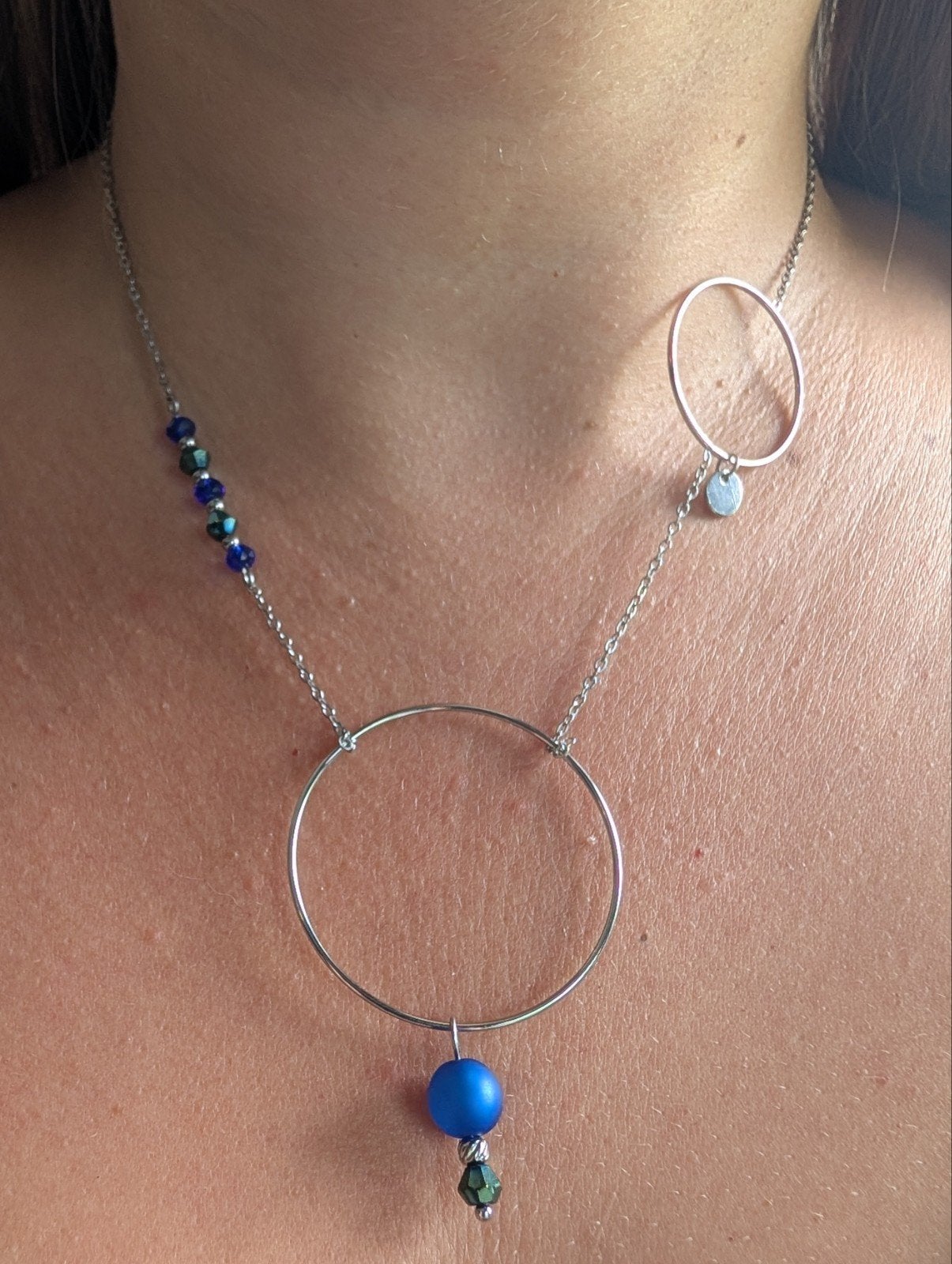 Collier argenté perles polaris et cristal Claro Creation, Bijoux, Sacs & Beauté, Colliers, Neuf, Autres matériaux, Argent, Enlèvement ou Envoi