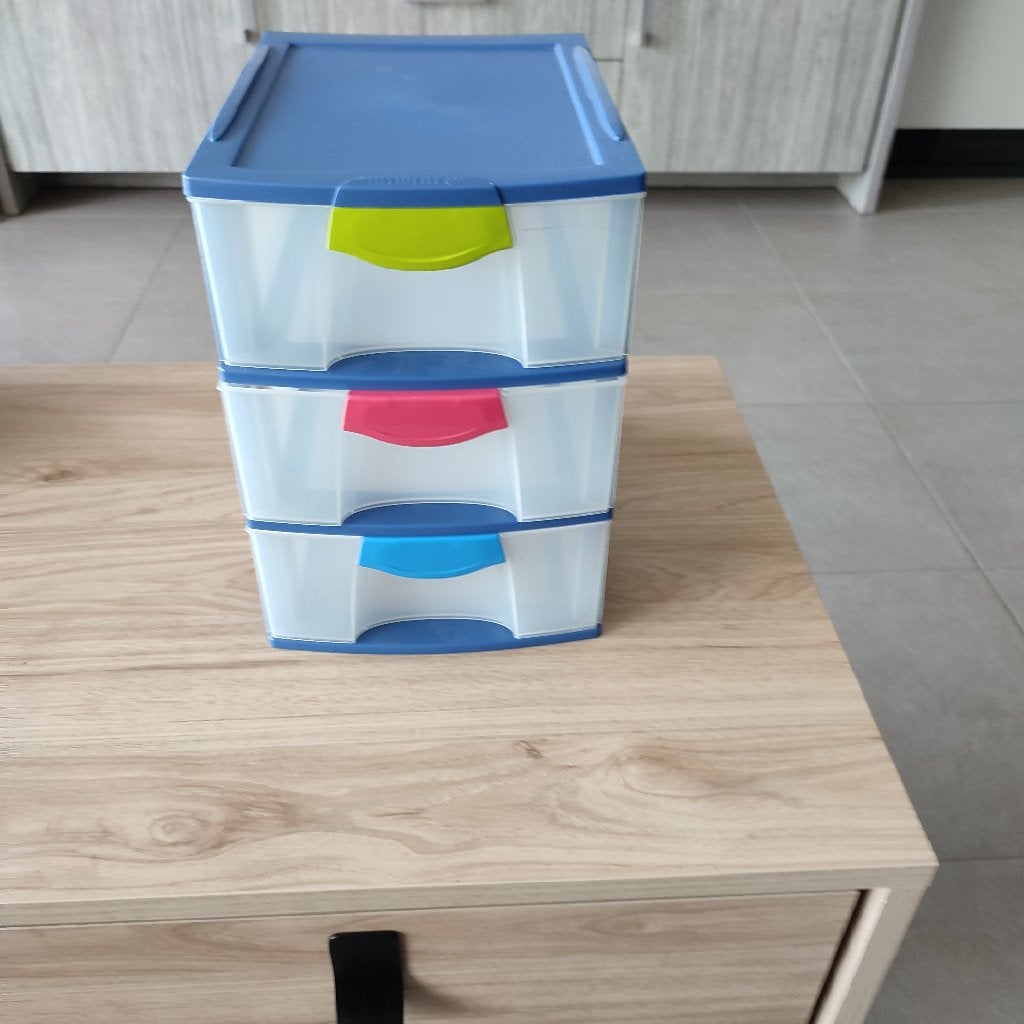 Allibert meuble rangement 3 tiroirs plastique bleu, Maison & Meubles, Enlèvement, Comme neuf, Rangement