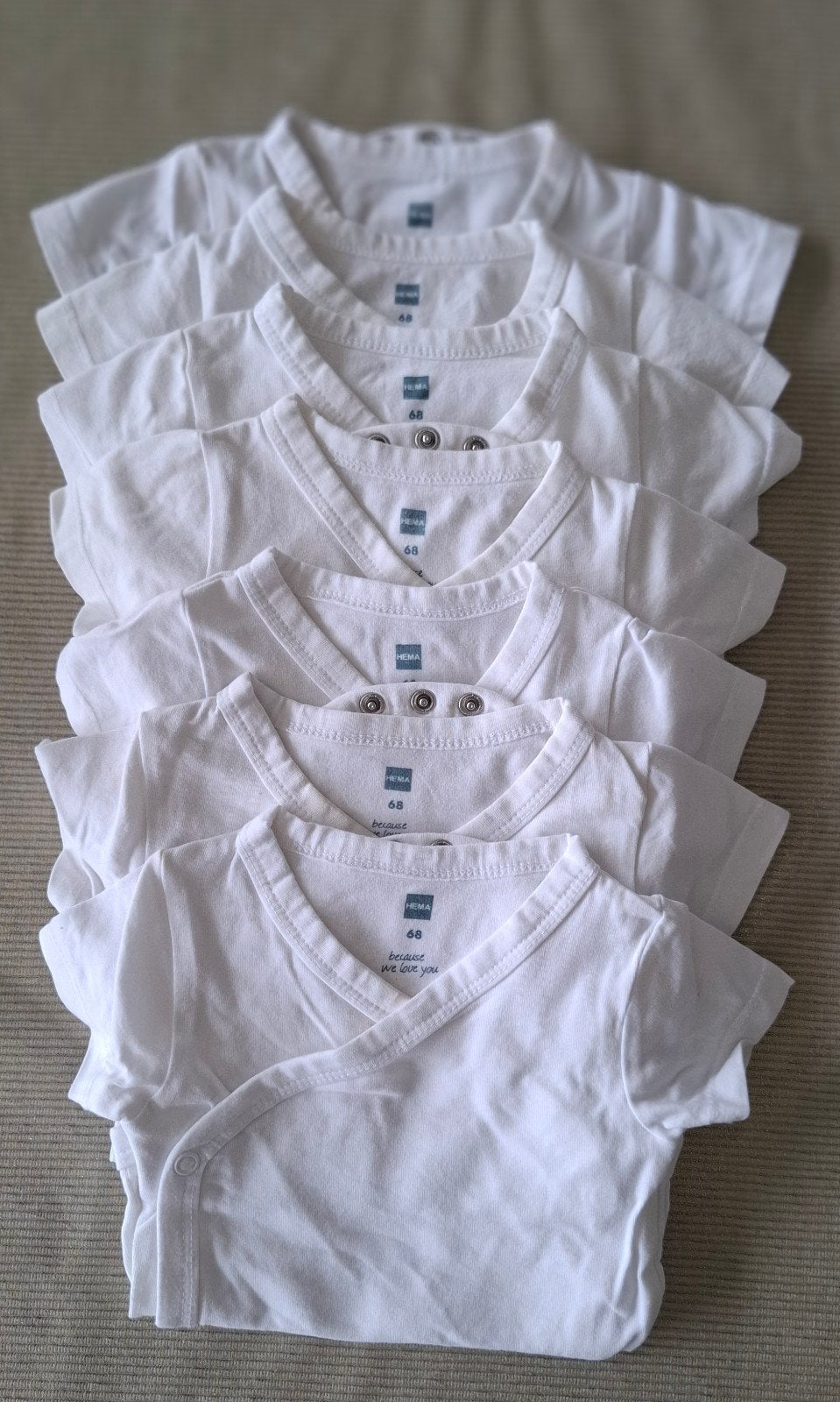 pakketje baby rompertjes korte mouw HEMA maatje 68, Kinderen en Baby's, Ophalen of Verzenden