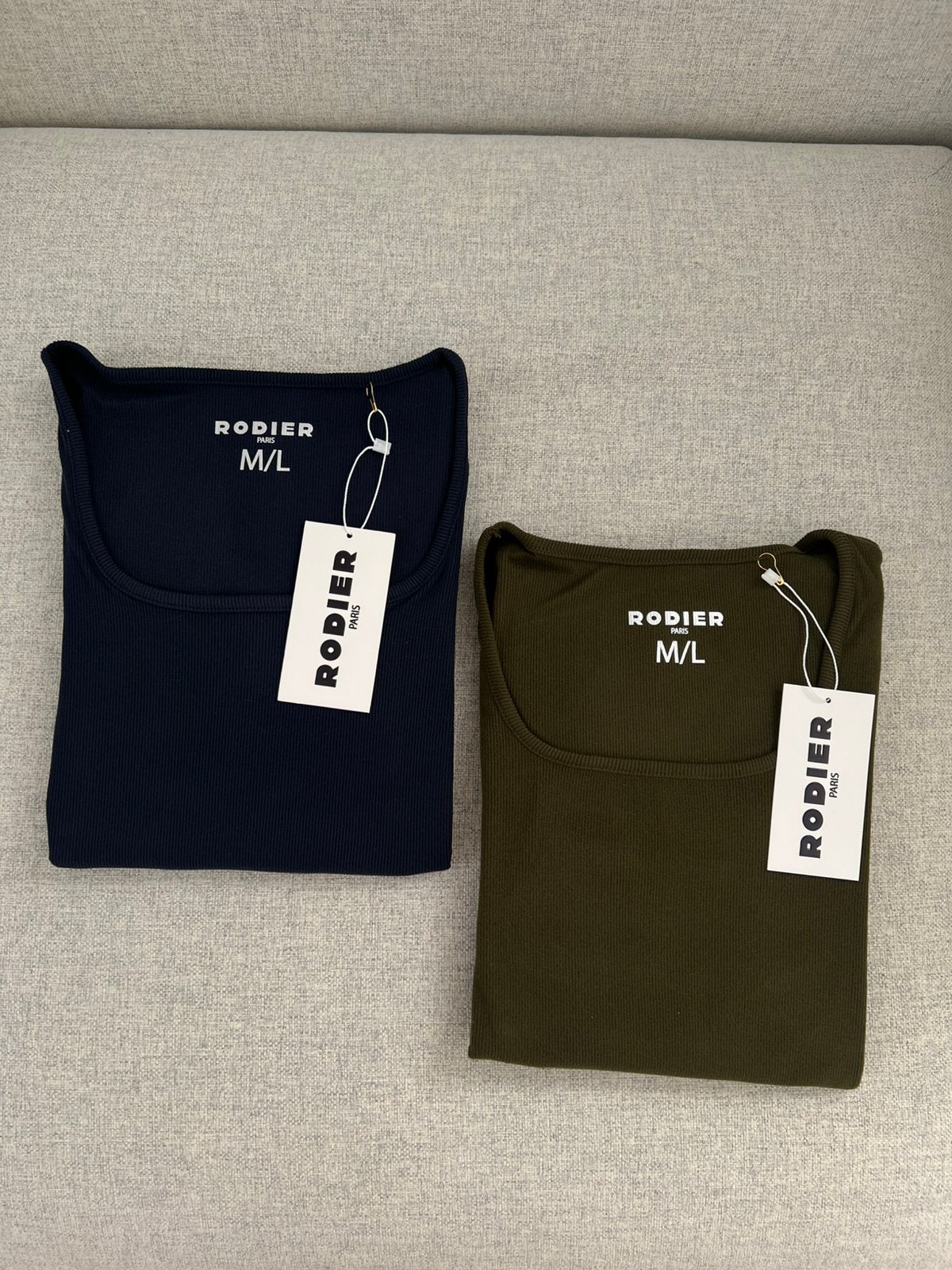 Rodier Paris geribbelde top vierkante hals M/L, Kleding | Dames, Blauw, Maat 42/44 (L), Nieuw, Ophalen of Verzenden