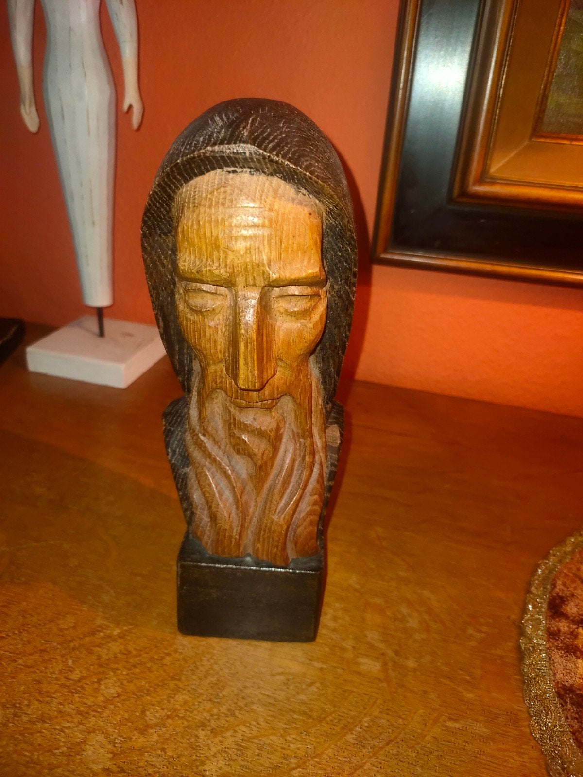 Sculpture en bois signée Raf Verjans - Bust d'homme / Artist, Antiquités & Art, Enlèvement ou Envoi, Bois, Buste, Homme