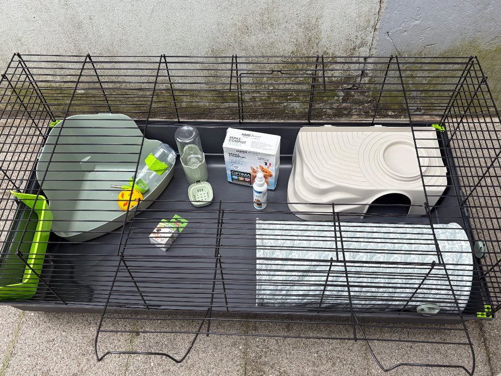 Cage à lapin et accessoires, Lapin, 75 à 110 cm, Cage, Comme neuf