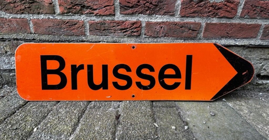 Panneau routier orange, panneau tubulaire, Bruxelles, Enlèvement ou Envoi, Utilisé, Ustensile