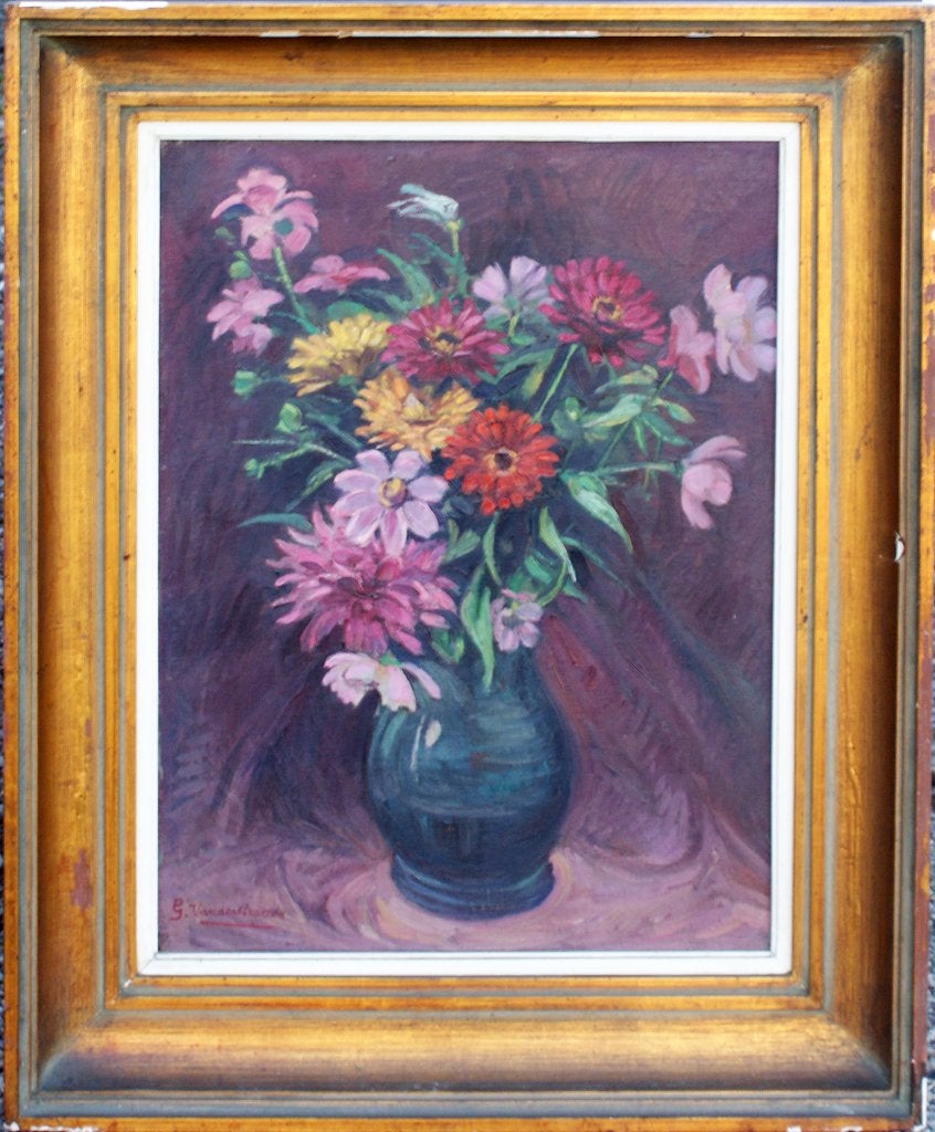 G. Vanderstraeten: Bloemenstilleven ca. 1910 (O/D, 70x85cm), Enlèvement ou Envoi, Daté