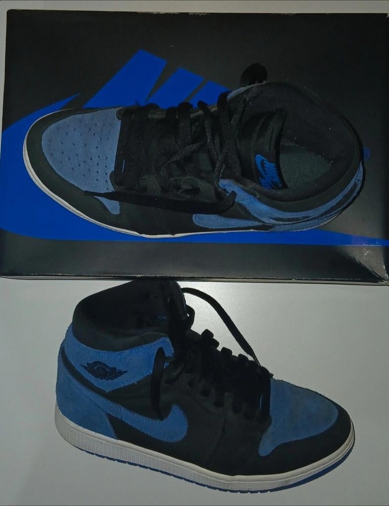 Nike Air Jordan 1 Mid noir/bleu taille 42 avec boîte et lace, Enlèvement, Porté, Bleu, Nike air Jordan