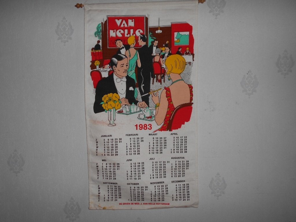 theedoekkalender VAN NELLE   koffie en thee   1983, Ophalen of Verzenden