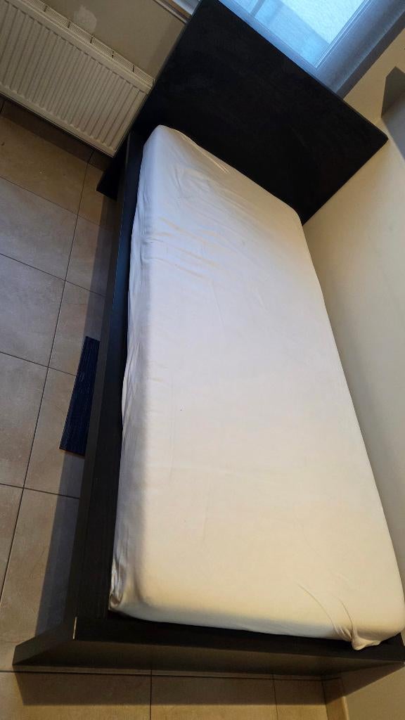 bed ikea 90x200 met matras en lattenbodem, Huis en Inrichting, Slaapkamer | Bedden, Ophalen, 90 cm, Eenpersoons, Zwart