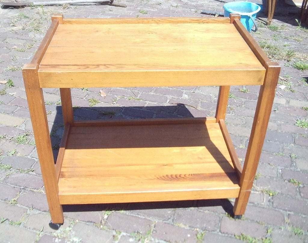 Leuk Retro Houten Serveertafel op wieltjes - 78x50x72, Collections, Rétro, Enlèvement, Maison et Meubles