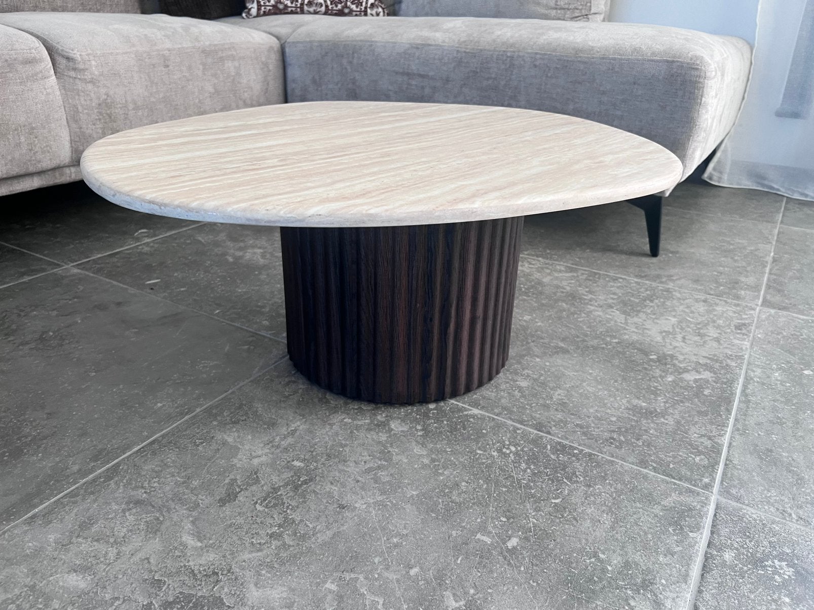 Travertin salontafel, Ophalen, 50 tot 100 cm, Nieuw, 50 tot 100 cm