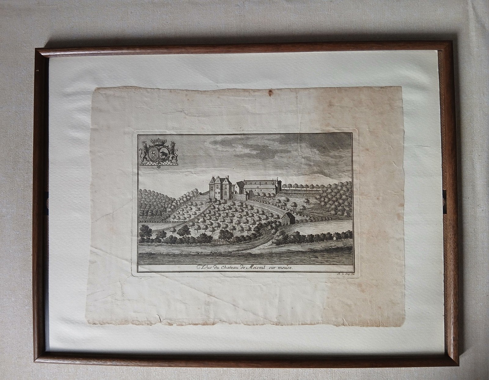 Gravure ancienne Remacle Leloup Chateau du Moisnil sur Meuse, Antiquités & Art, Enlèvement ou Envoi, Gravure